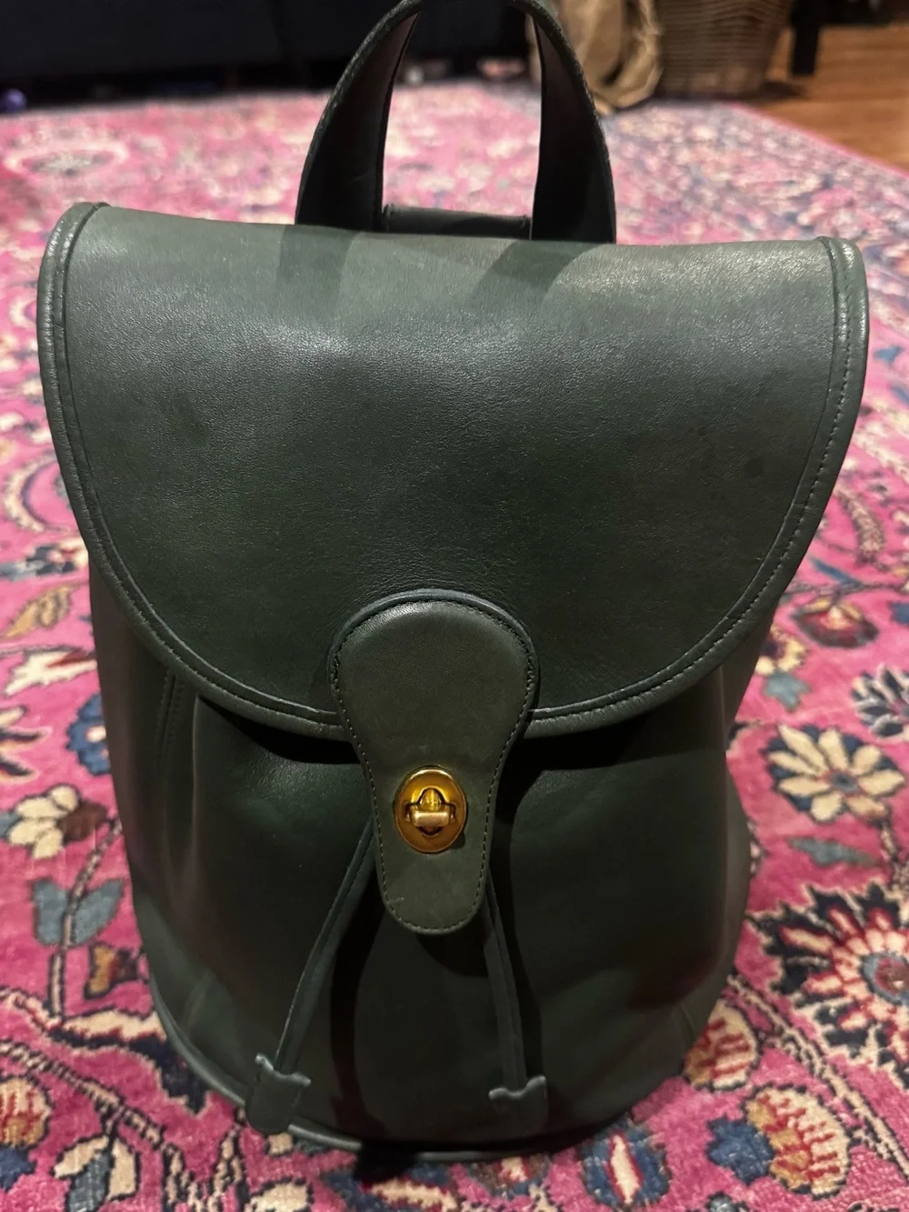 RARE BOTTLE GREEN / NEAR MINT Vintage Coach Classic Backpack (Style 9943)